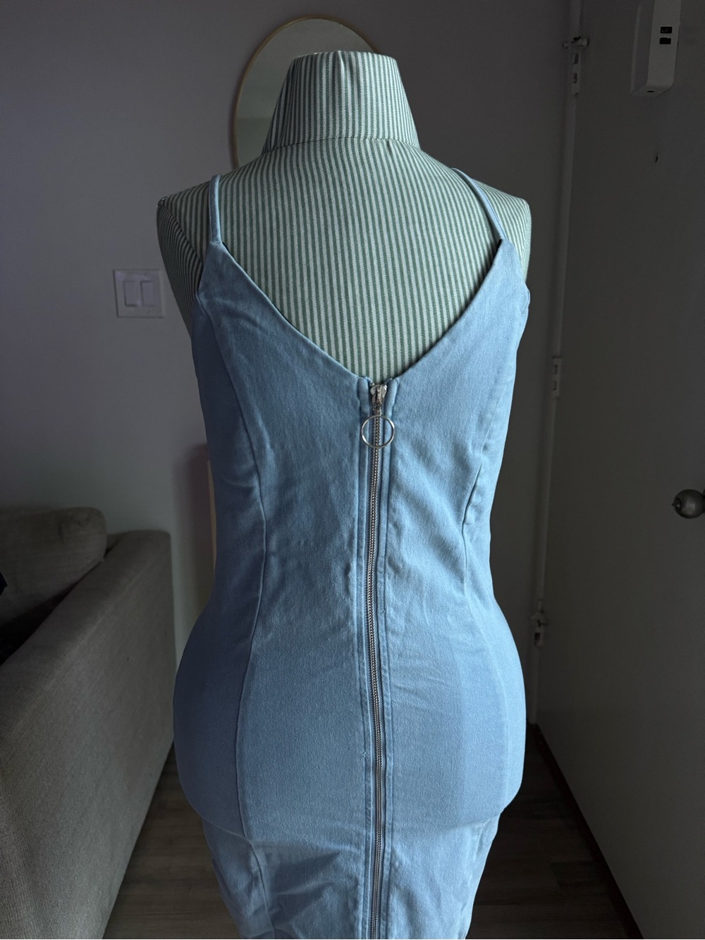 Iris Light Blue Denim Spaghetti-Strap Tank